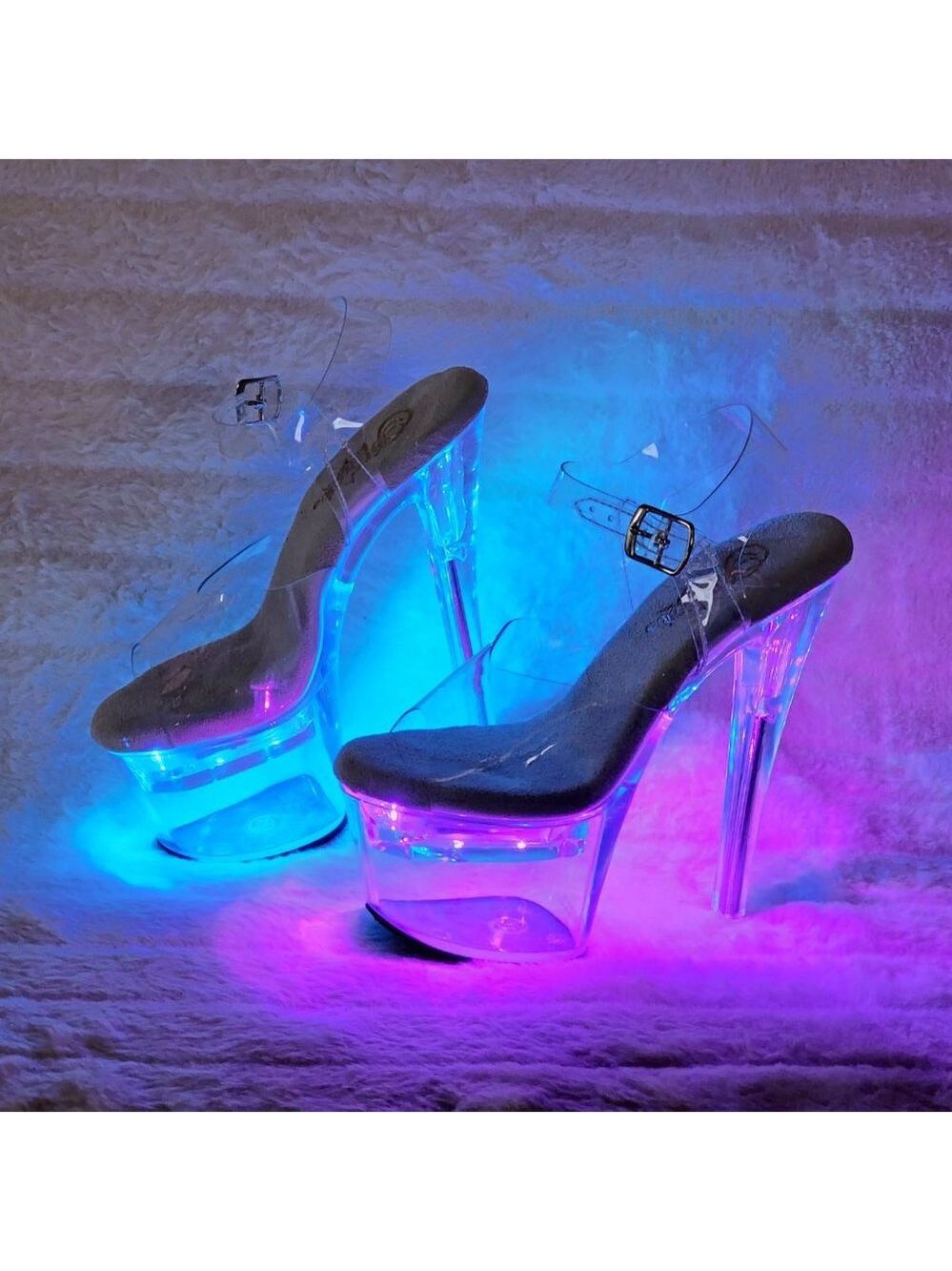 Led Lighted Multi Function Flashdance Clear Platform 7" Heels